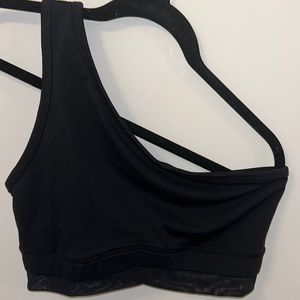 Black fabletics one shoulder mesh Sports Bra